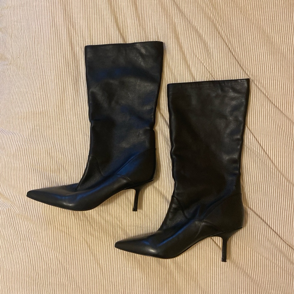 Marc Fisher Black Heeled Boots with Pointed Toe